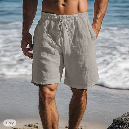 Steve – Cotton Linen Shorts with Drawstring Elastic Waist