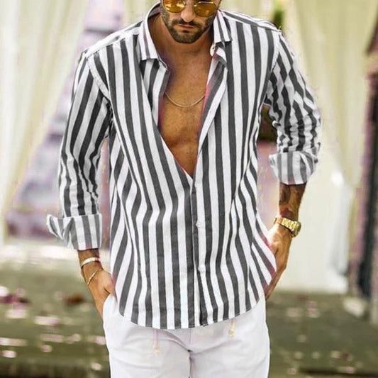 Steven – Striped Polo Collar Shirt