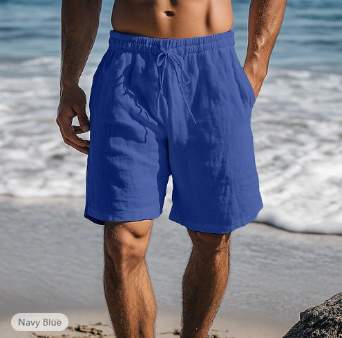 Steve – Cotton Linen Shorts with Drawstring Elastic Waist