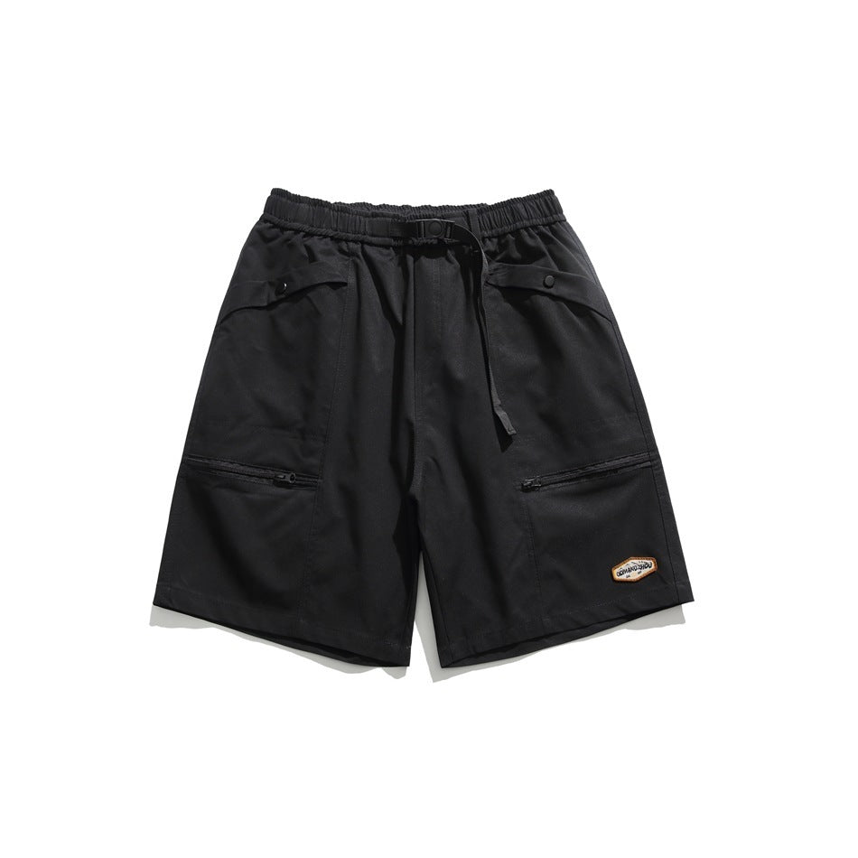 James – Vintage Zipper Workwear Shorts with Pockets