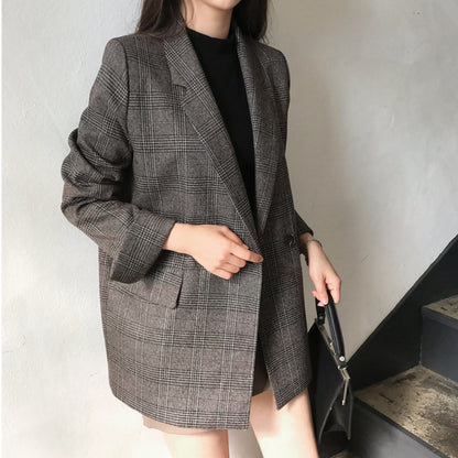 Brenda – Vintage Plaid Blazer