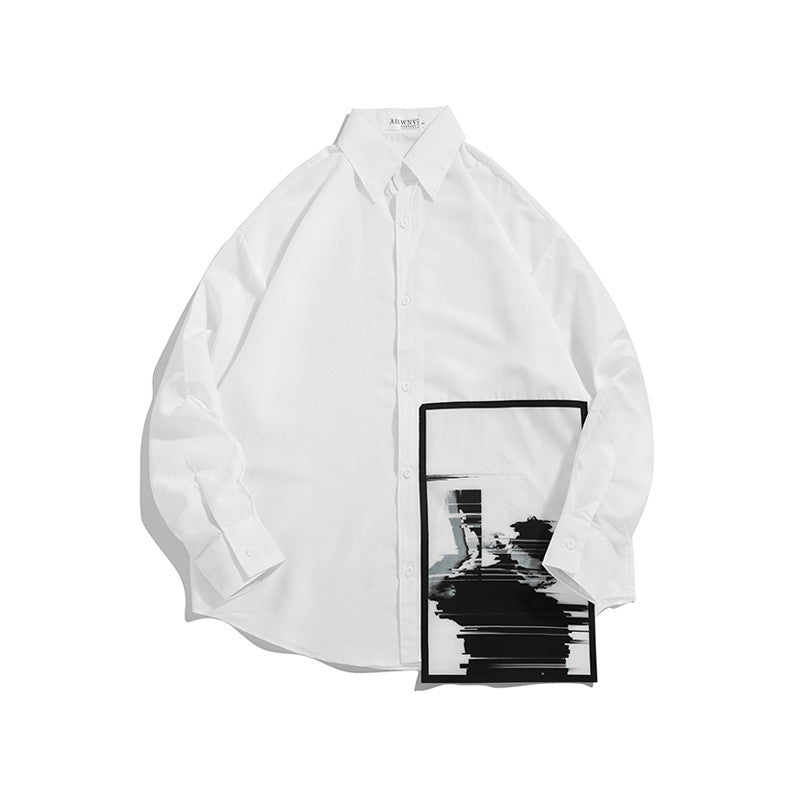 Colin – Casual Loose Shirt with Printed Loop Patch