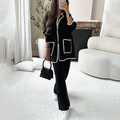 Women's Suit Fashion Casual Loose Solid Color Two-piece Set