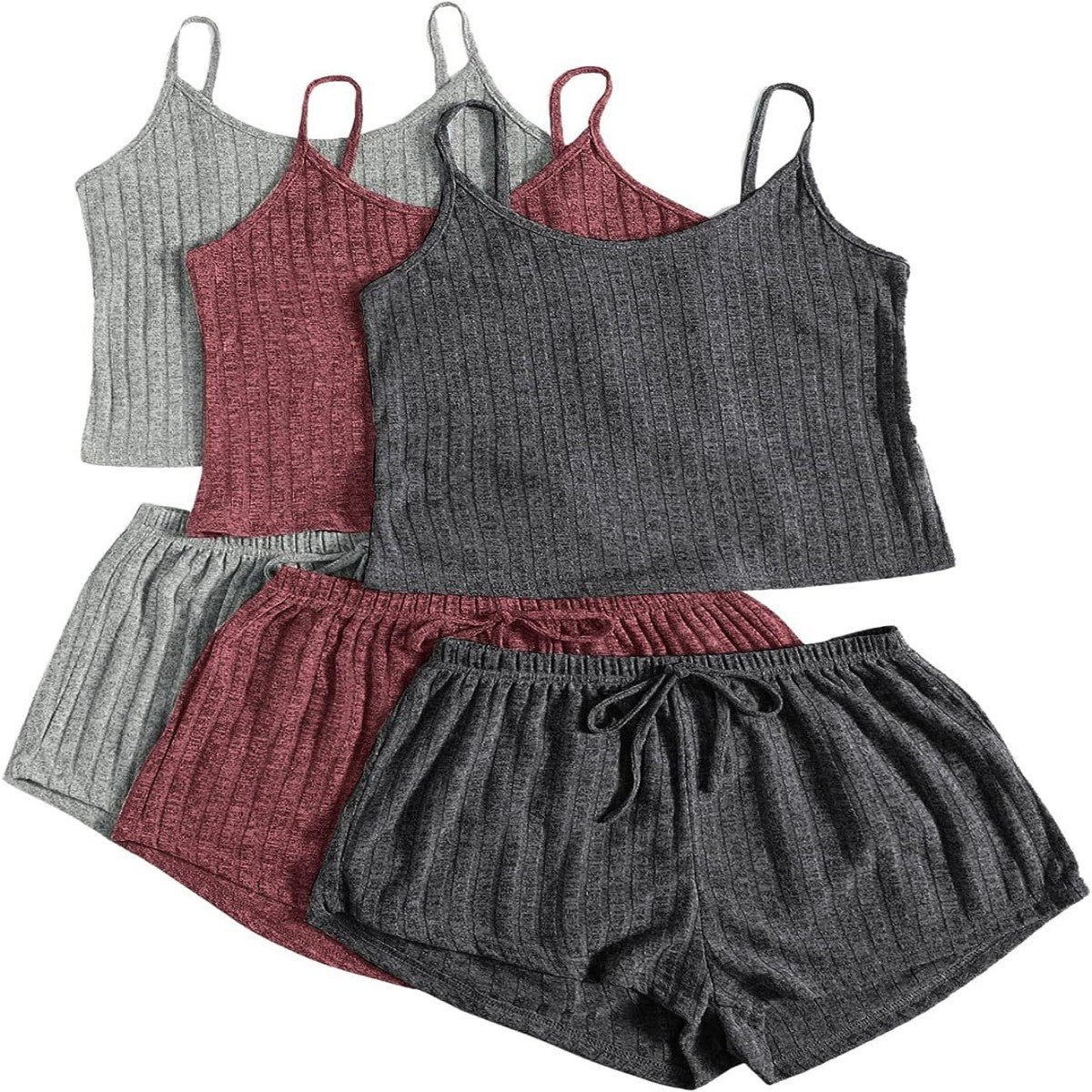 Marie – Rib Knitted Crop-top with Lace-up Shorts