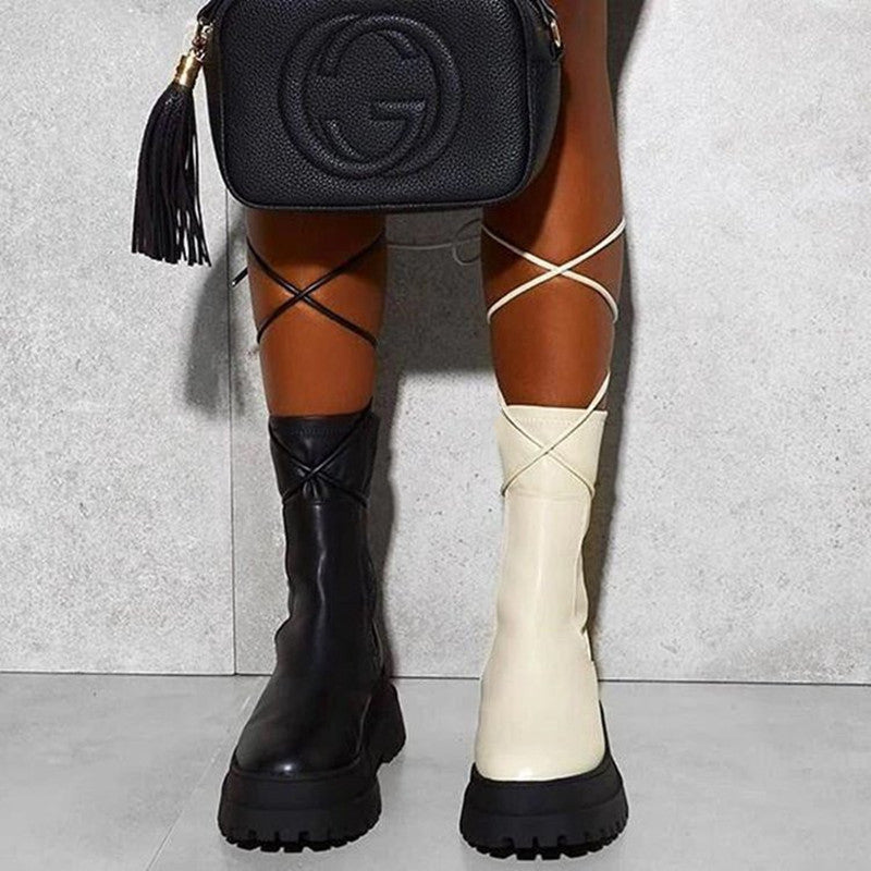 Amanda – Vegan Leather Platform Ankle Boots