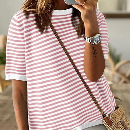 Rachel – Striped Contrast Color Casual Top