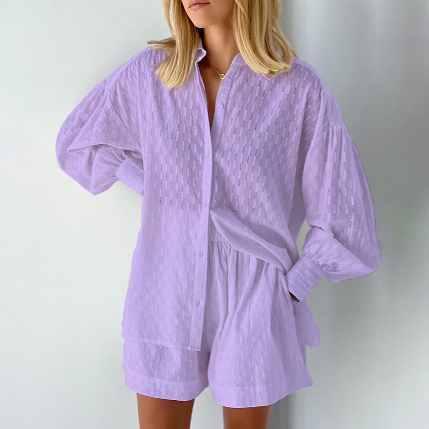Katy – Jacquard Bubble Sleeve Casual Suit