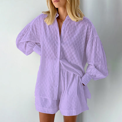Katy – Jacquard Bubble Sleeve Casual Suit