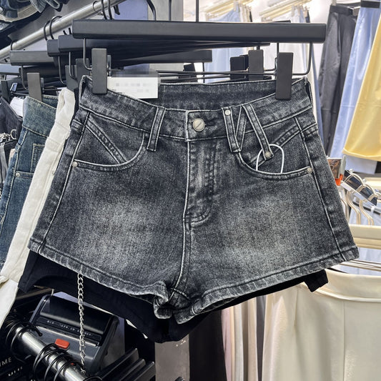 Adele – High Waist Vegan Denim Shorts