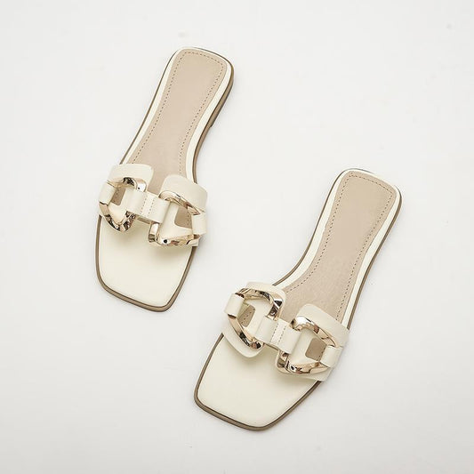 Christina – Flat Summer Slippers in Premium Vegan Leather