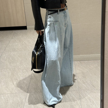Gillian – Korean-Style High Waist Pleated Wide-Leg Jeans