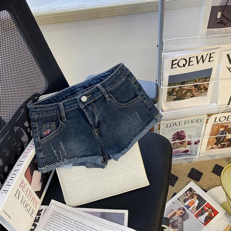 Georgina – Low Waist Denim Super Short Shorts