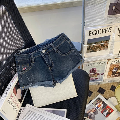 Georgina – Low Waist Denim Super Short Shorts