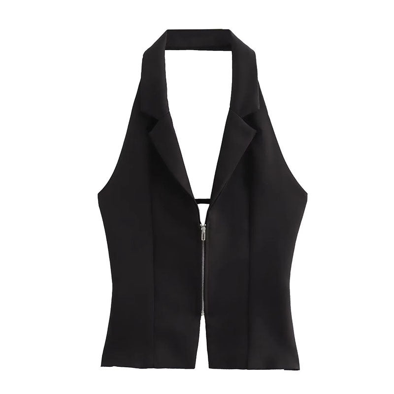 Kelly – Slim-fit Backless Collar Top