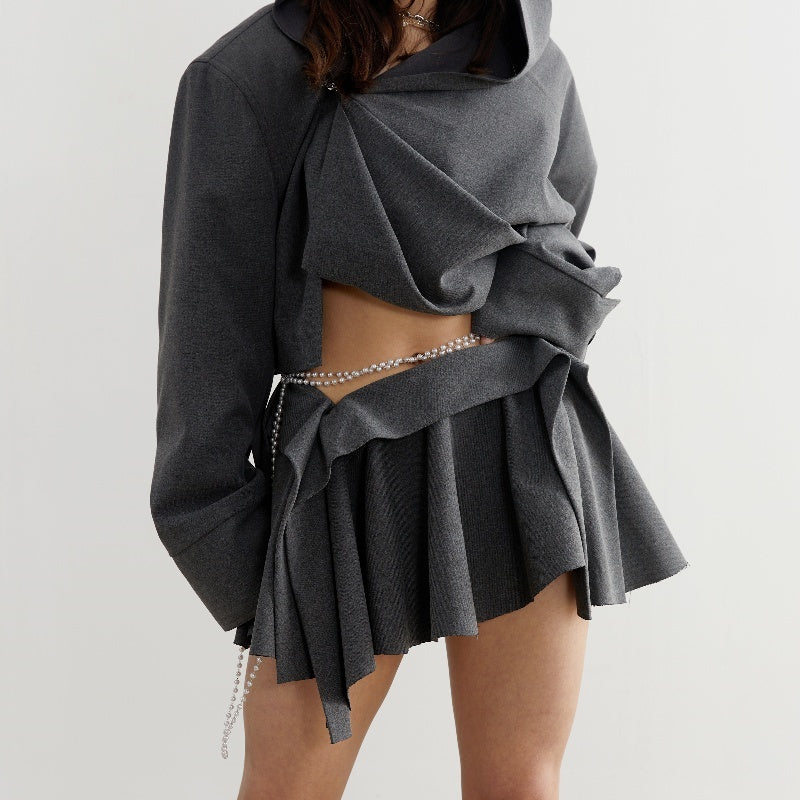 Adele – Dark Gray Irregular Skirt