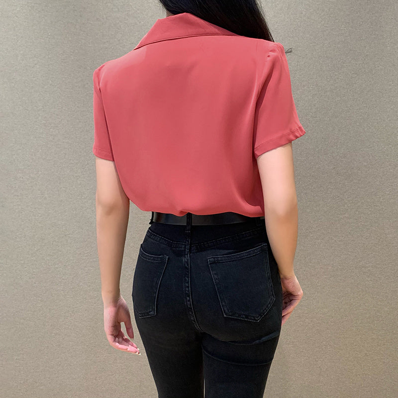 Heather – Retro Polo Collar Short-Sleeved Shirt
