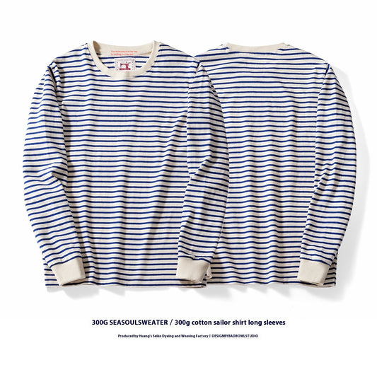 Allan – Classic Striped Cotton Long Sleeve T-Shirt