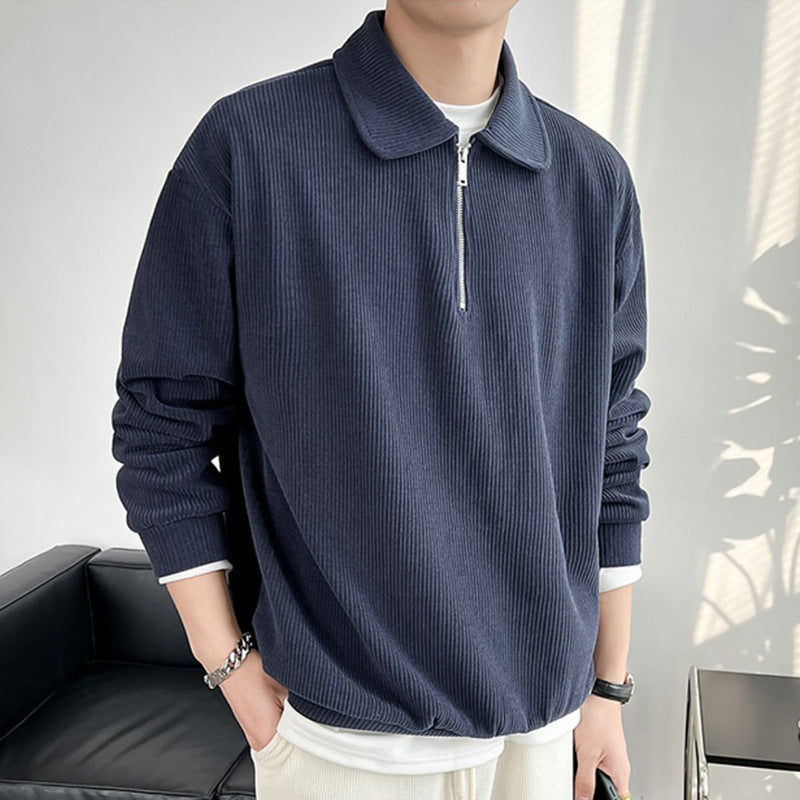 Victor – Men's Striped Polo Collar Sweater