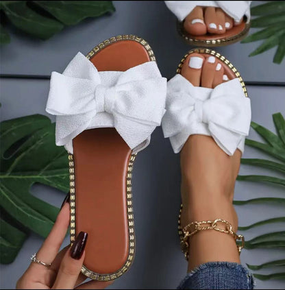 Gillian – Rhinestone Bowknot Flat Slippers for Women