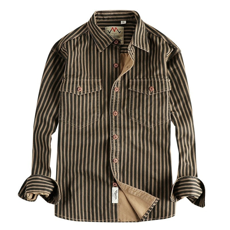 Gordon – Men's Retro Striped Long-Sleeved Shirt