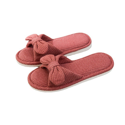 Tara – Striped Linen Slippers
