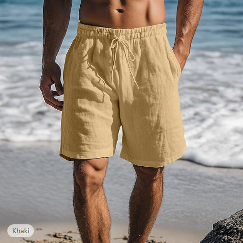 Steve – Cotton Linen Shorts with Drawstring Elastic Waist