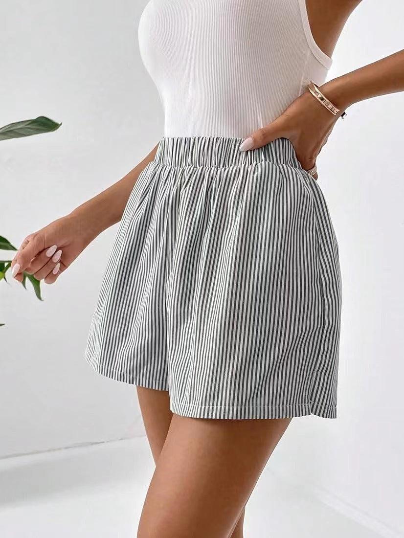 Charlotte – Women's Striped Loose Shorts with Pocket