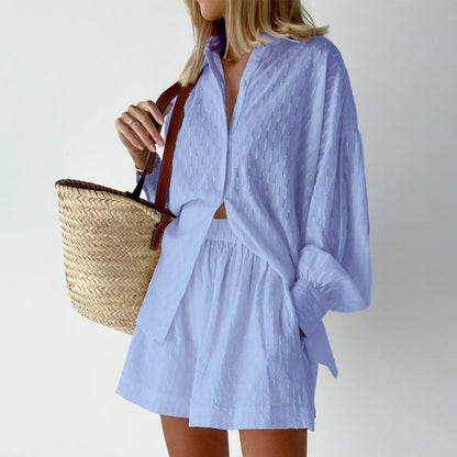Katy – Jacquard Bubble Sleeve Casual Suit