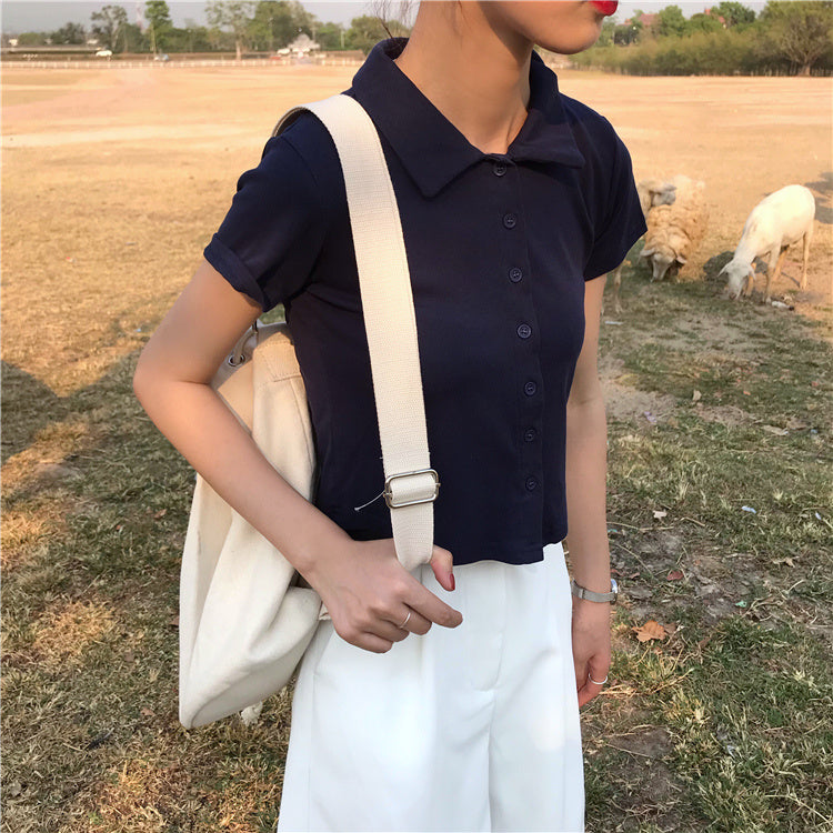 Nicole – Versatile Polo Collar Short Sleeve Shirt