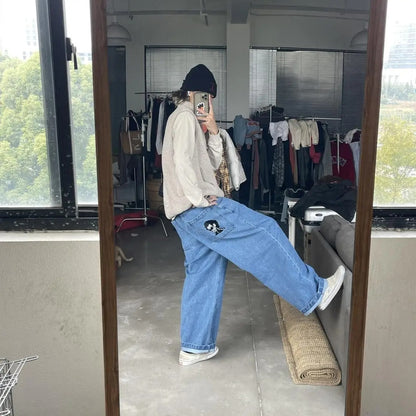 Trevor – Retro Wide Leg Jeans with Embroidery