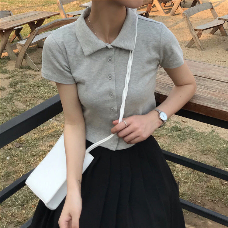 Nicole – Versatile Polo Collar Short Sleeve Shirt