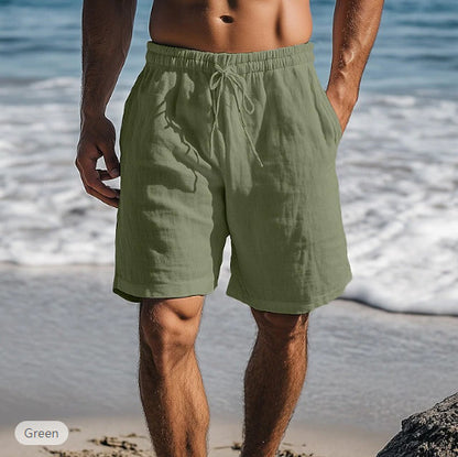 Steve – Cotton Linen Shorts with Drawstring Elastic Waist