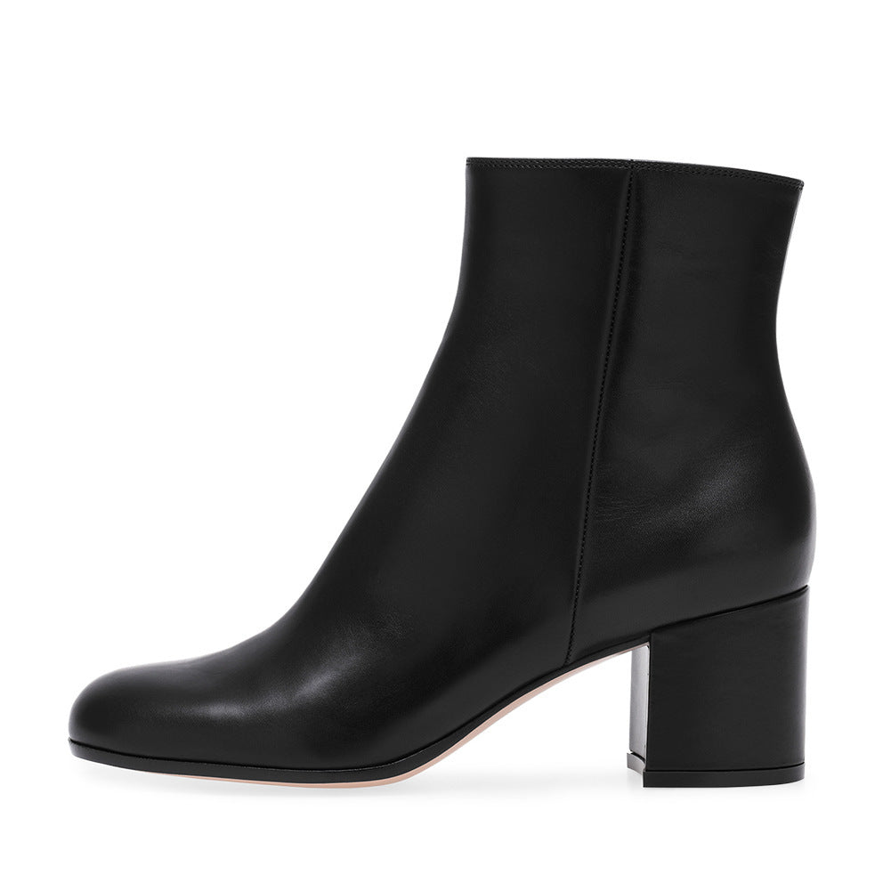 Melanie – Mid Heel Vegan Leather Boots
