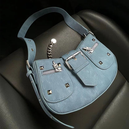 Shirley – Urban Simplicity Denim Blue Shoulder Bag