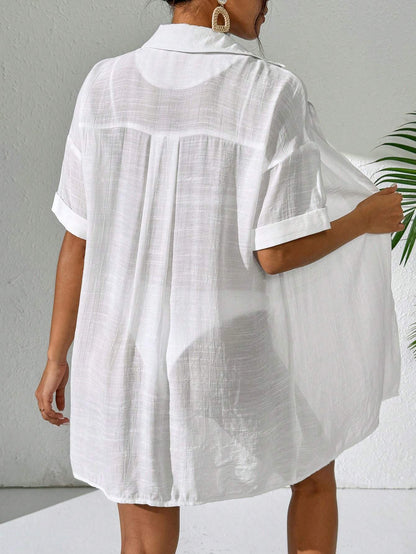 Chelsea – Simple Solid Color Short Sleeve Kimono Cover Up