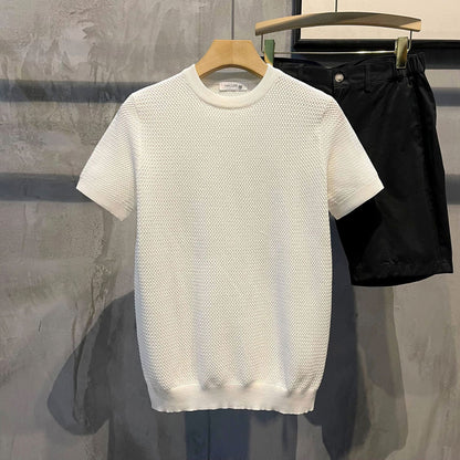 Dennis – Slim-fit Short-sleeved Shirt with Woven Texture
