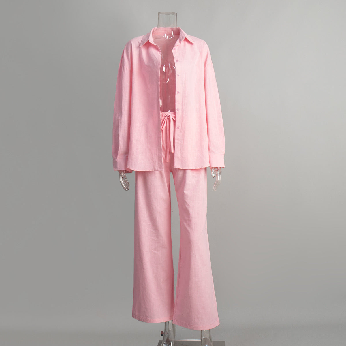Deborah – Loose Cotton Shirt and Trousers Set with Long Sleeves