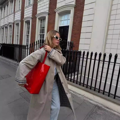 Betty – Khaki Single-Breasted Trench Coat