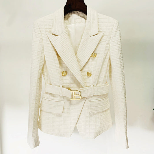 Karen – Women's Double Breasted Slim Fit Blazer with Labyrinth Graphic