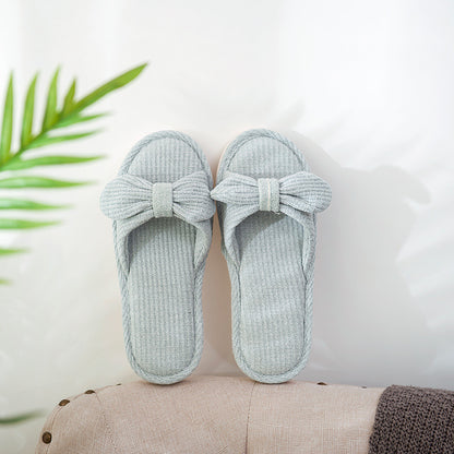 Tara – Striped Linen Slippers