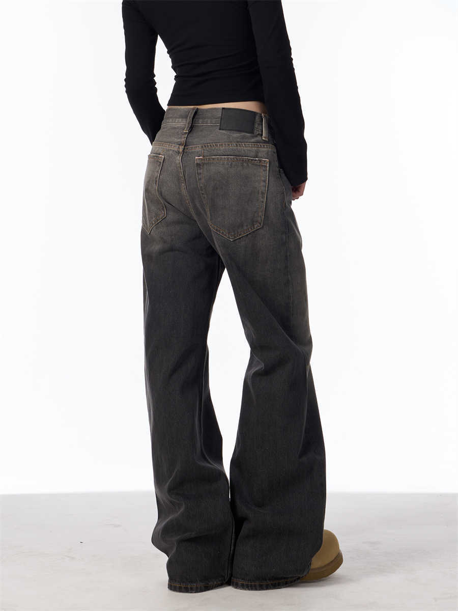 Laura – Retro Splash-Ink Loose Straight Jeans