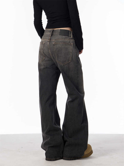 Laura – Retro Splash-Ink Loose Straight Jeans
