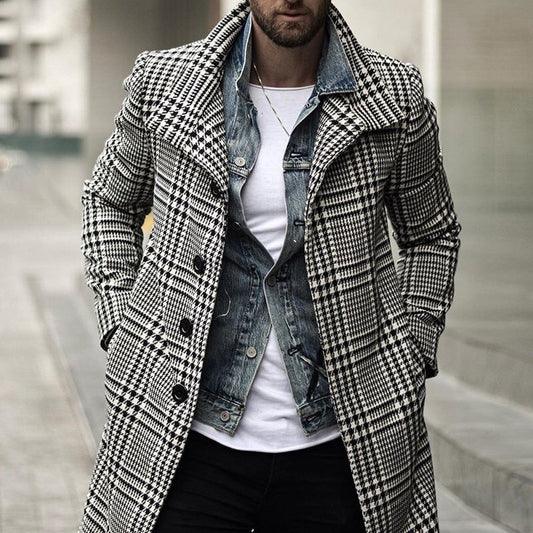 Harvey – Men's Herringbone Woolen Trench Coat