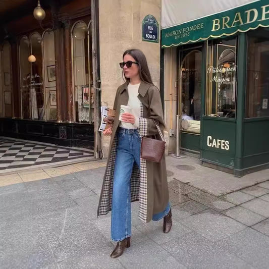 Betty – Khaki Single-Breasted Trench Coat