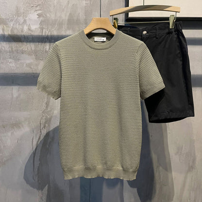 Dennis – Slim-fit Short-sleeved Shirt with Woven Texture