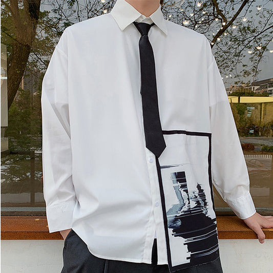 Colin – Casual Loose Shirt with Printed Loop Patch