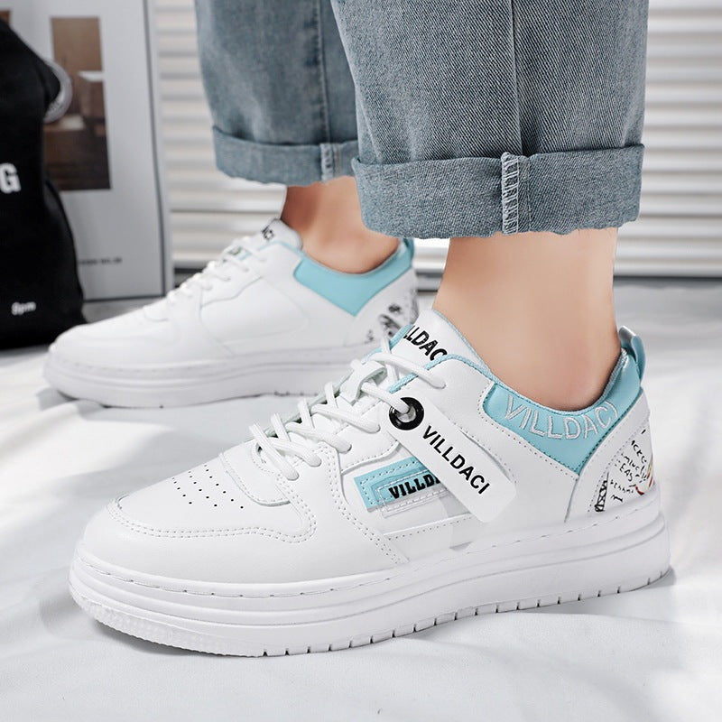 Noel – Men's Casual Sneakers in White and Blue