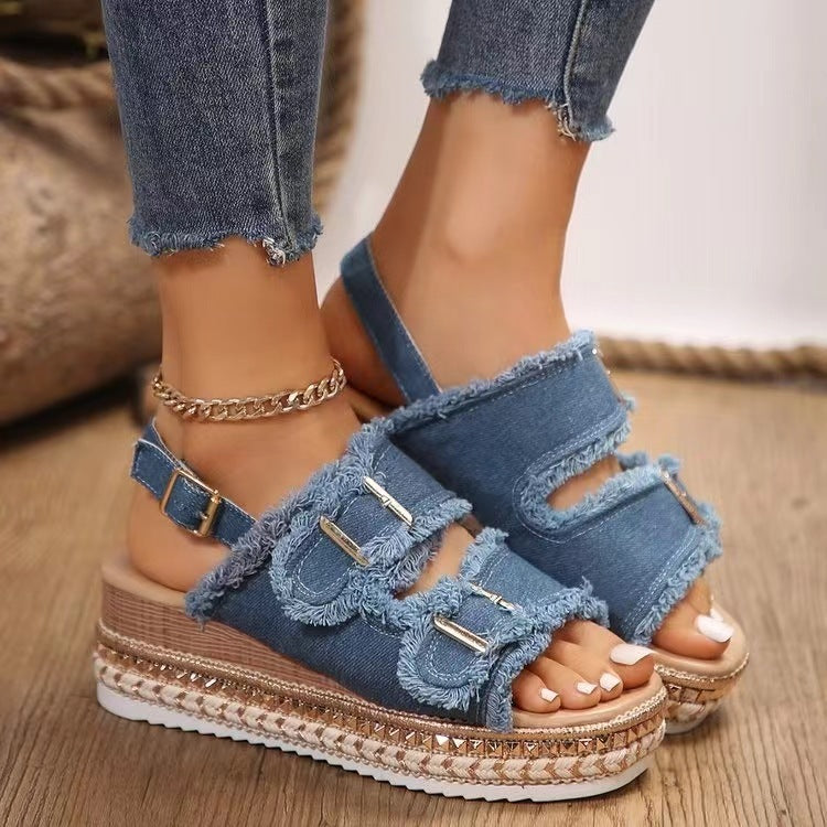 Amy – Retro Roman Double Buckle Sandals
