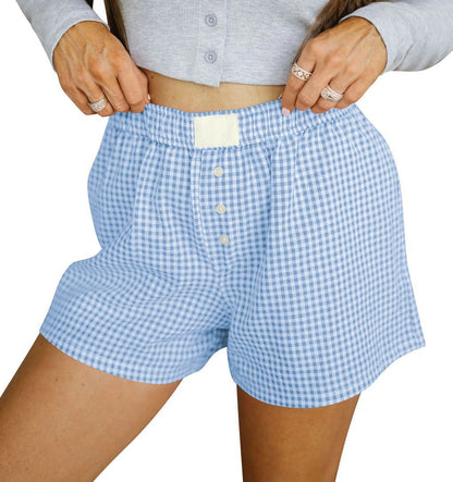 Georgina – Casual Cotton Plaid Shorts