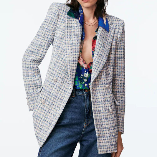 Mary – Textured Double-Breasted Blazer